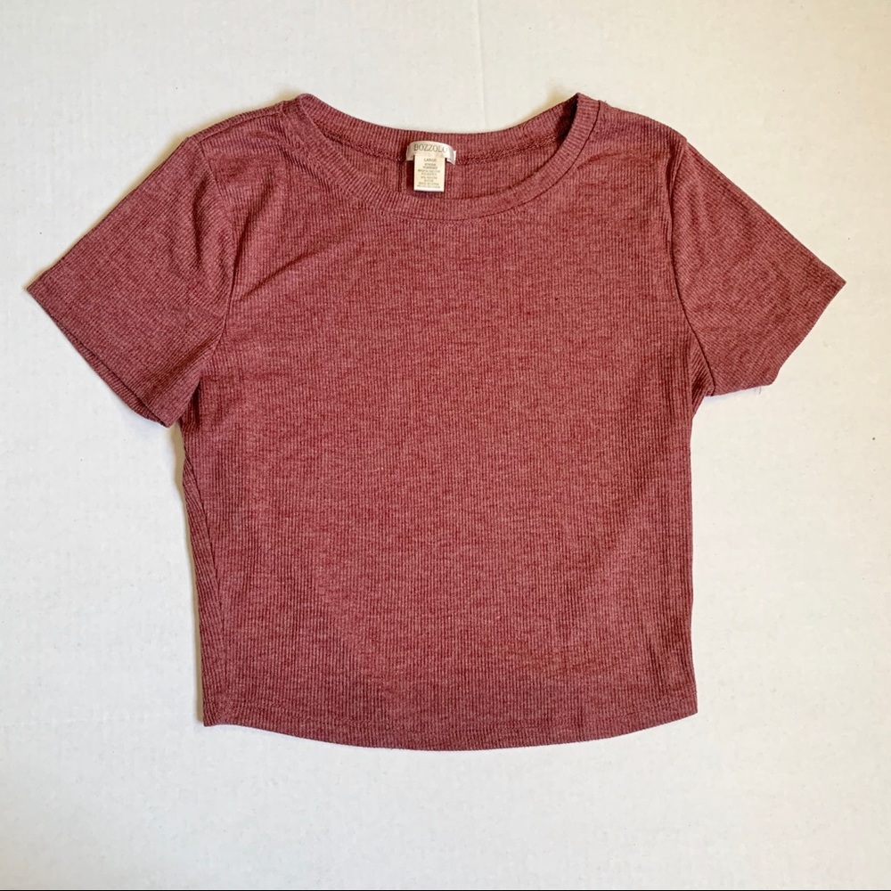 BOZZOLO Women's Crew Neck Crop Top Mauve L